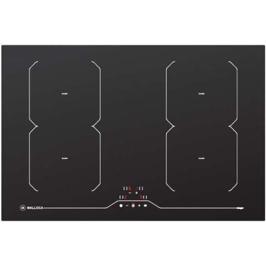 Bếp từ Malloca MI-784 ITG 4 vùng nấu, mặt kính ceramic màu đen, kích thước 780x520mm