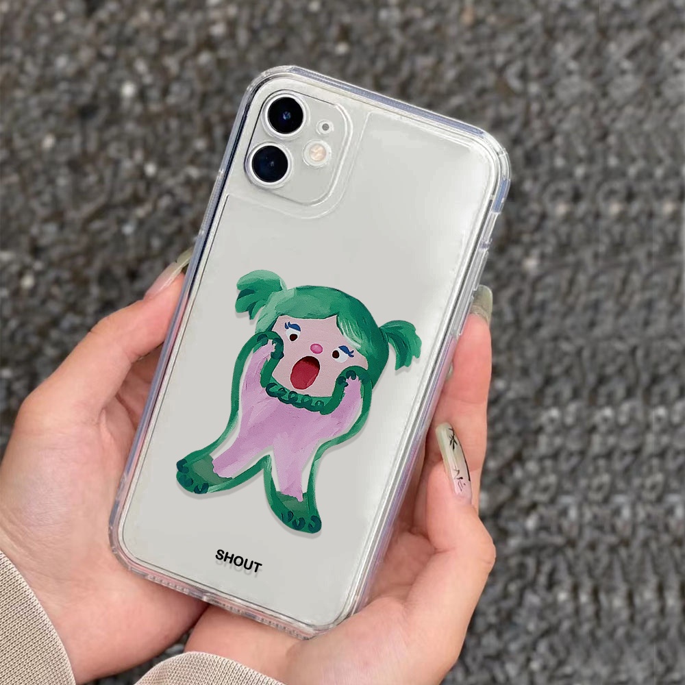 Ốp Điện Thoại Trong Suốt In Hình Cô Gái Vui Nhộn Thời Trang Cho iphone 14 pro Max 11 13 12 7Plus X XS Max