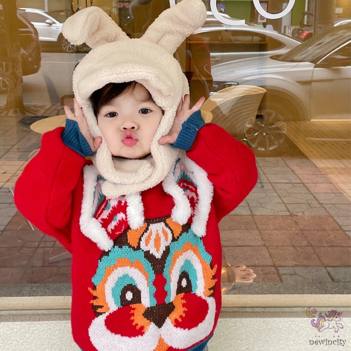 Áo Liền Quần Dệt Kim Dày Dặn In Họa Tiết Thỏ Hoạt Hình Phong Cách Trung Hoa Dễ Thương Thời Trang Cho Bé Trai Và Gái