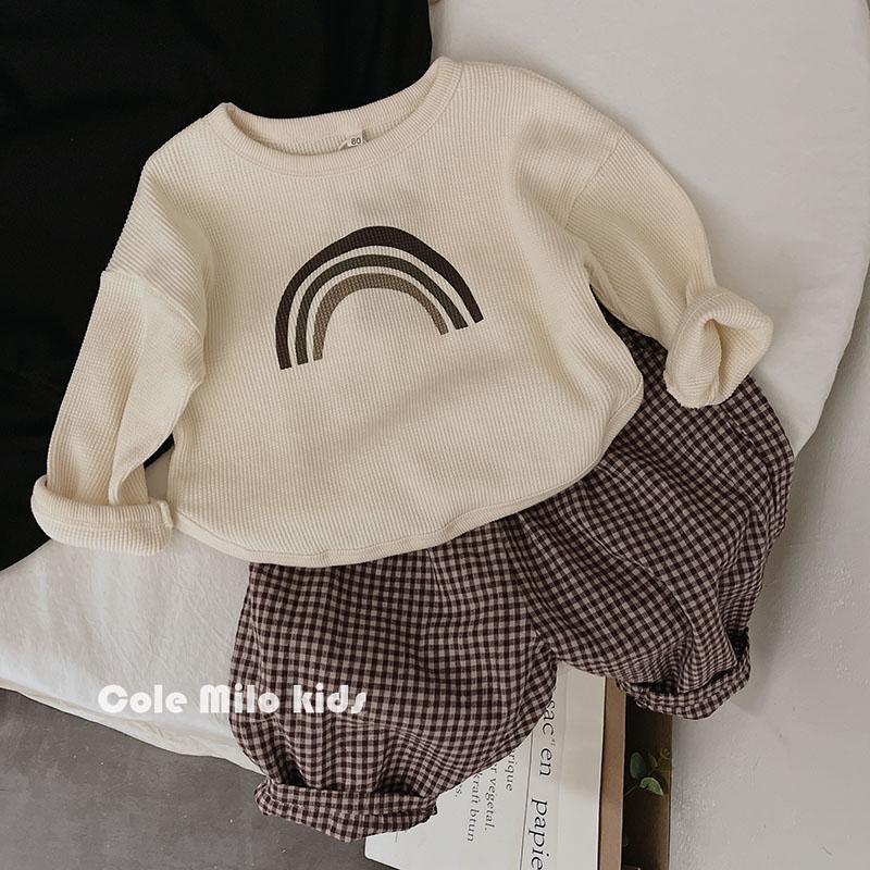 Áo Thun Tay Dài In Họa Tiết Cầu Vồng Phong Cách Hàn Quốc Thời Trang Xuân Thu 2 022 Cho Bé