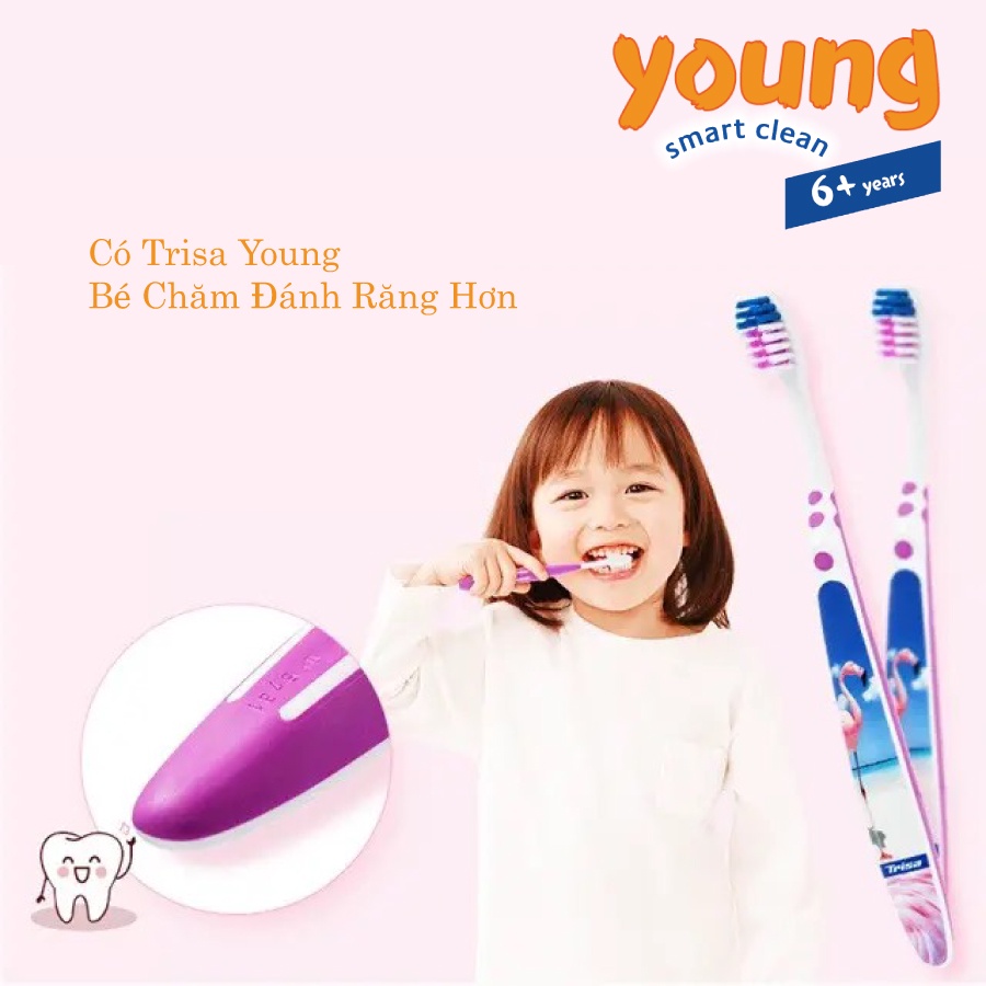 Combo 3 Bàn Chải Đánh Răng Trẻ Em Trisa Young Bàn Chải Dành Cho Bé Từ 6 Tuổi Trở Lên
