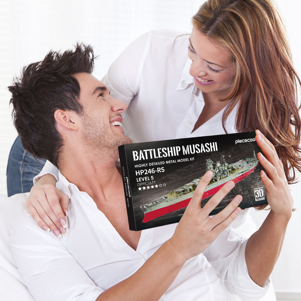 PIECECOOL Bộ Đồ Chơi Lắp Ráp Mô Hình Tàu Chiến Musashi 3D DIY Bằng Kim Loại Thích Hợp Làm Quà Tặng Sinh