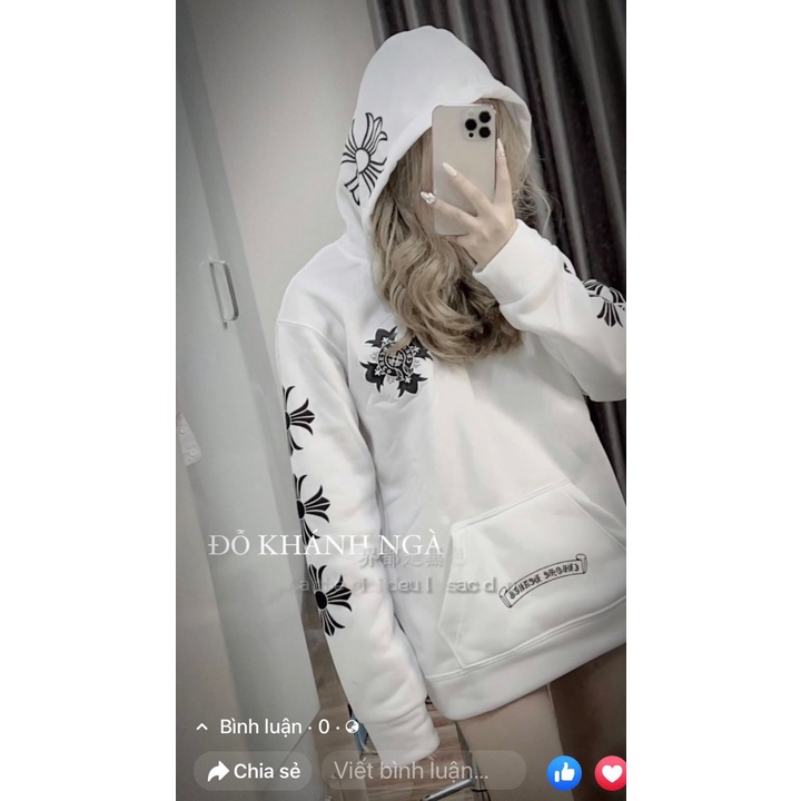 Áo hoodie nữ hình chữ thập hoa form rộng chất nỉ ngoại siêu đỉnh họa tiết hottrend CARINA