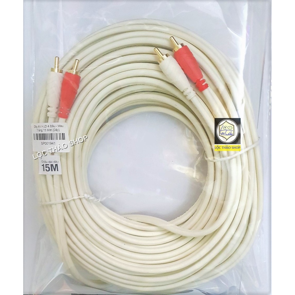 Cáp loa 4 đầu AV hoa sen dài 15M 20M 25M 30M cao cấp Jstar Dây loa av 2 ra 2