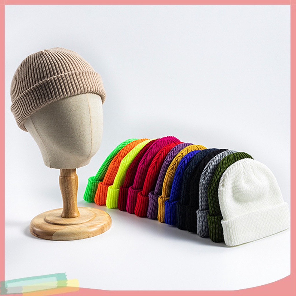 Mũ beanie dày màu trơn giữ ấm cho nam và nữ