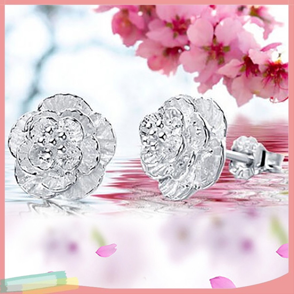 Đôi khuyên tai mạ bạc hình hoa thời trang cho nữ