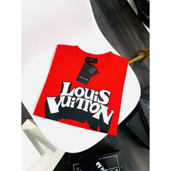 Áo Thun Nam Đỏ in chữ Lv mới 2022 , chất thun cotton mềm mịn thoáng mát