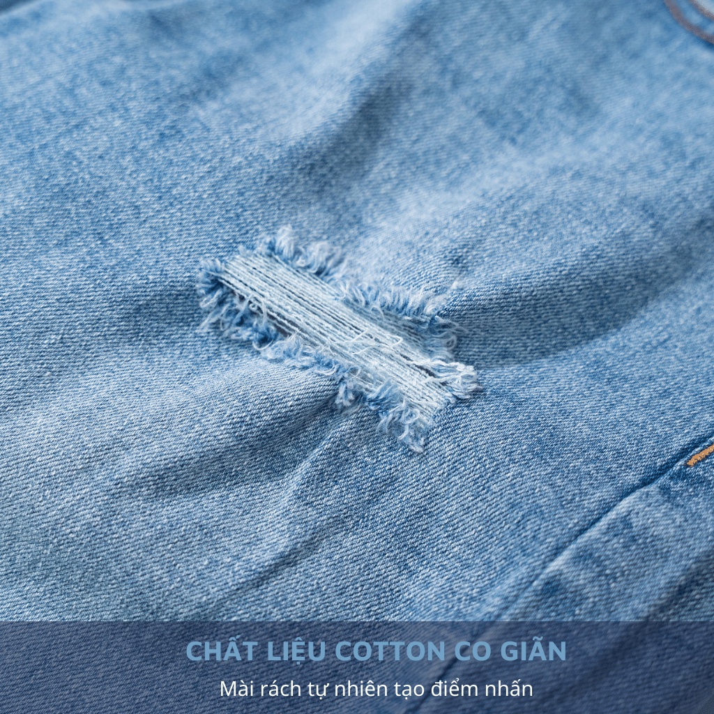 Quần Jean Nam Rách H90 Form Slimfit, Chất Bò Co Giãn Tốt Bền Màu Dáng Ống Côn Trẻ Trung Mài Rách Tự Nhiên MTRJ009