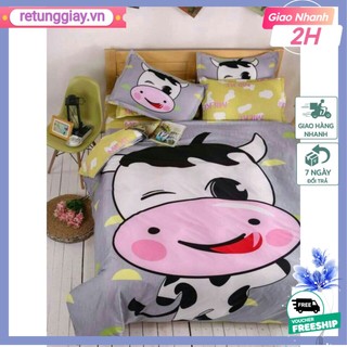 BỘ CHĂN GA GỐI POLY NHẬP MẪU BÒ SỮA