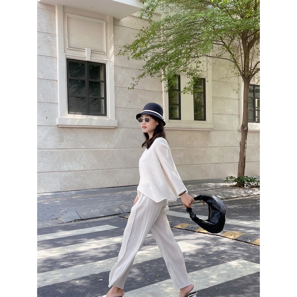 (HÀNG SẴN - ẢNH THẬT) Áo thun lò xo tay dài cổ tròn, Áo nhúng vạt xéo cách điệu, freesize co giãn nhiều