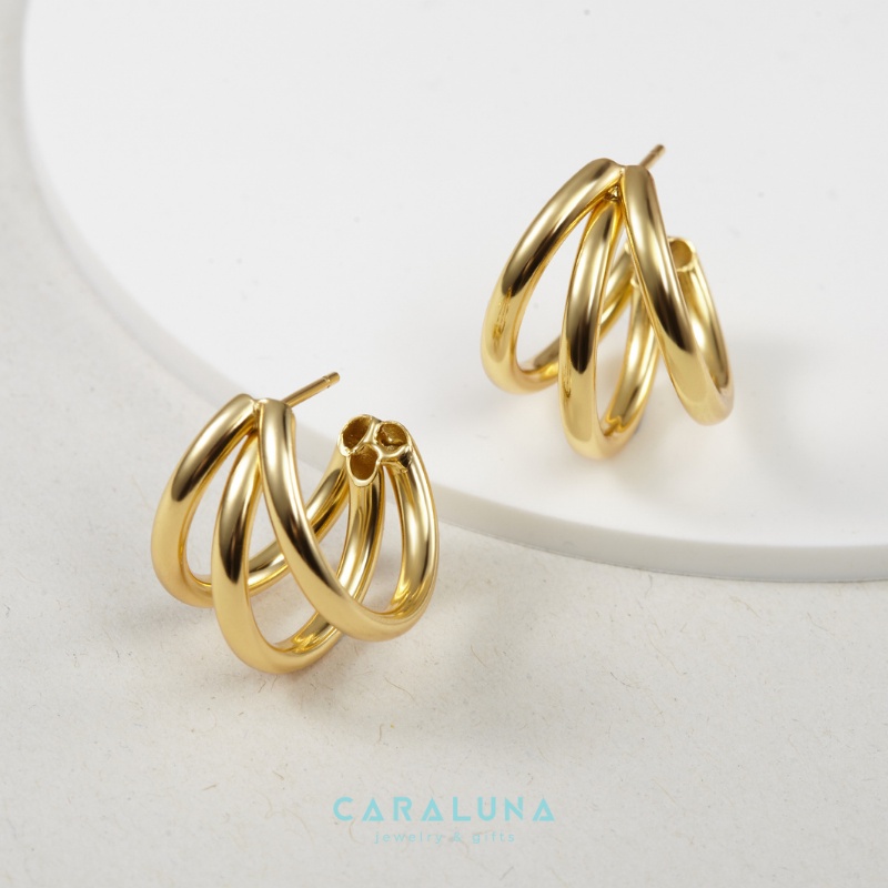 Khuyên Tai C Hoop Bạc Nữ CARA LUNA Ống Sang Trọng My Lady - BE38