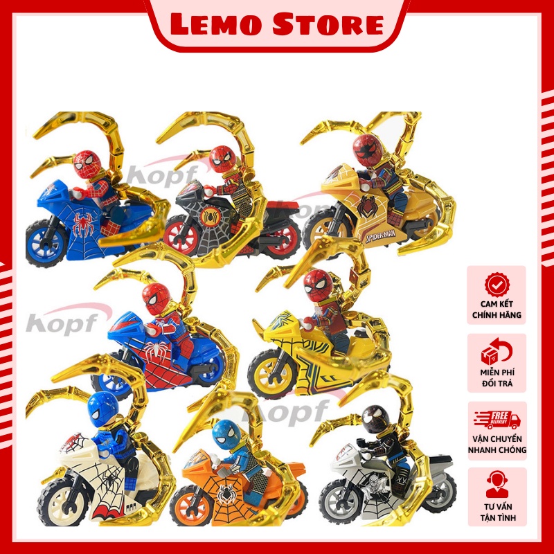 Bộ Đồ Chơi Xếp Hình Spider-man Xe Mô Tô Người Nhện Siêu Đẹp - Đồ Chơi Lắp Ráp Thông Minh Bằng Nhựa Kf6137