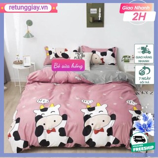 Bộ Ga Kèm 2 Vỏ Gối Cotton Poly HCM,1m6x2m,1m8x2m,bò hồng