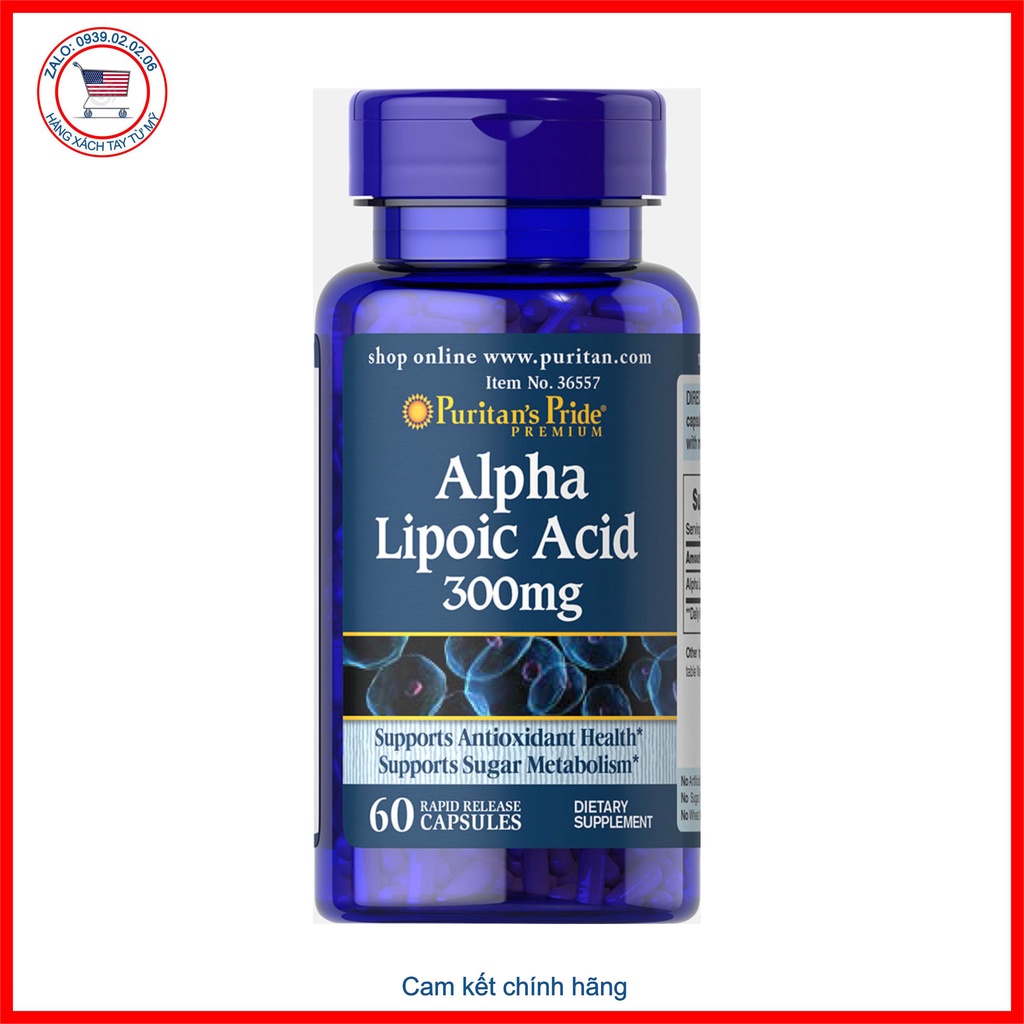 Viên uống đẹp da, chống lão hoá, ngừa tàn nhang, làm sáng da Alpha Lipoic Acid 300mg-600mg Puritan's Pride