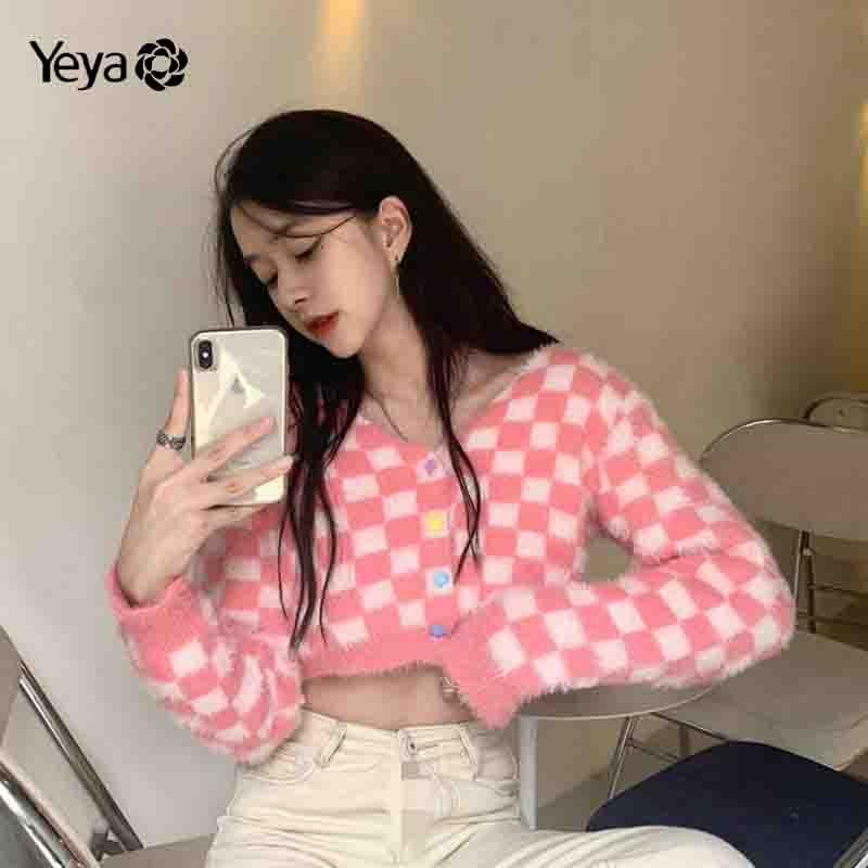Áo cardigan YEYA chất liệu lông chồn mềm mại phong cách Hàn Quốc đáng yêu cho nữ