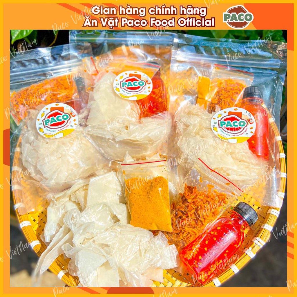 bánh tráng chấm sốt tắc cùng muối nhuyễn hành phi có thể trộn chấm cùng bánh phơi phơi sương rìa dẻo ngon Paco Food
