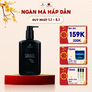 Sữa tắm nam Bergami Savage, hương nước hoa mùi GỖ SỒI, sạch sâu