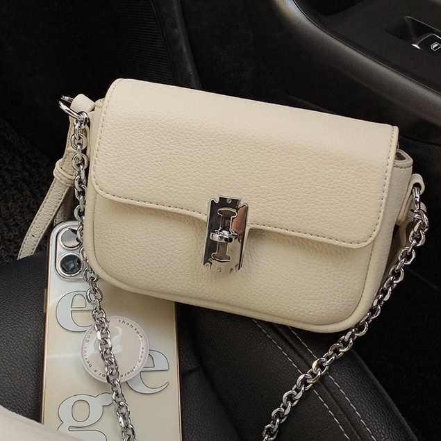 Túi Đeo Chéo Mini Hình Vuông Phối Dây Đeo Sợi Xích Thời Trang Cho Nữ