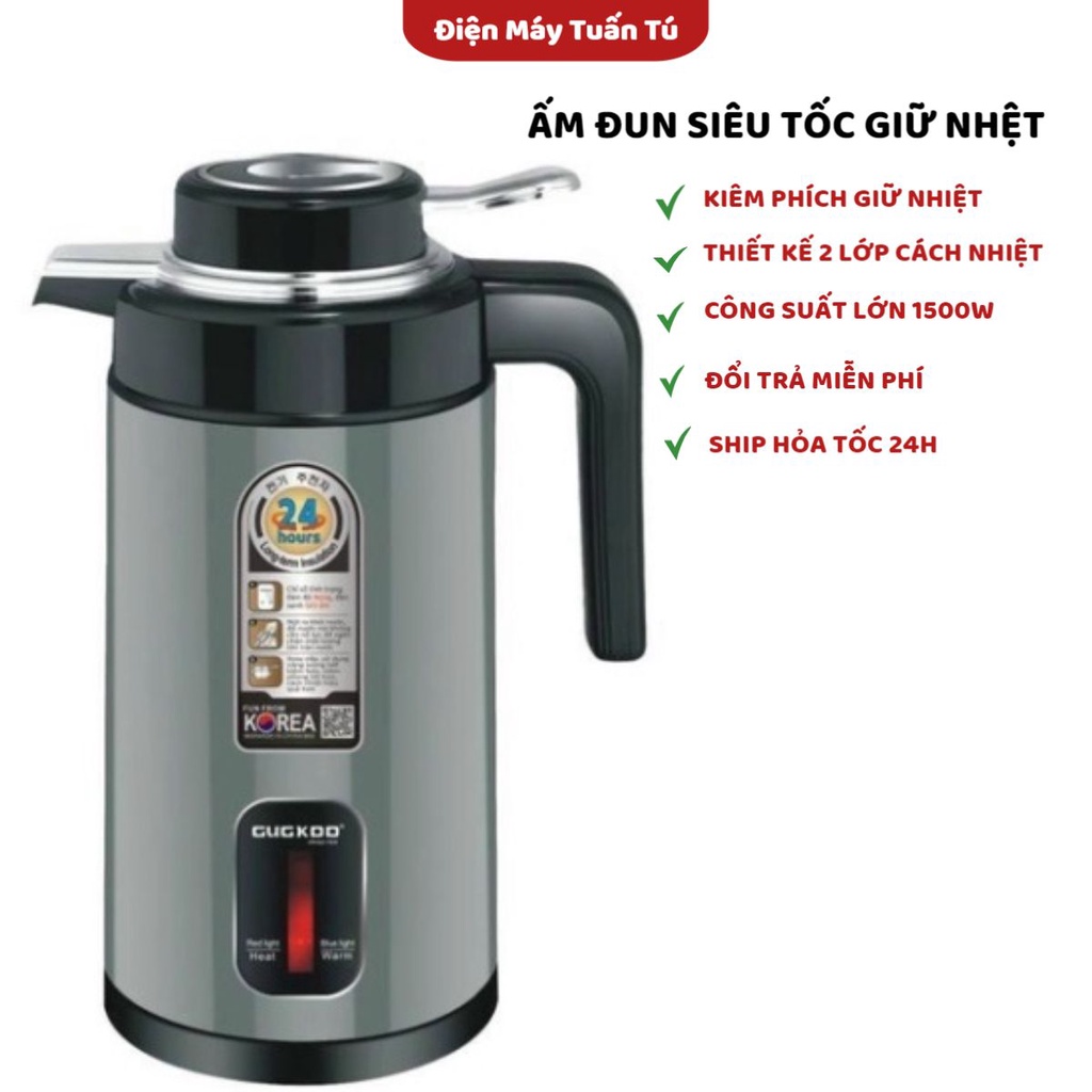 Ấm Siêu Tốc CUCKOO 2 in 1 Ủ Nóng Lâu,Ấm Đun Nước Siêu Tốc Cao Cấp Nhập Khẩu Hàn Quốc Dung tích 3L-Công Suất 1500W