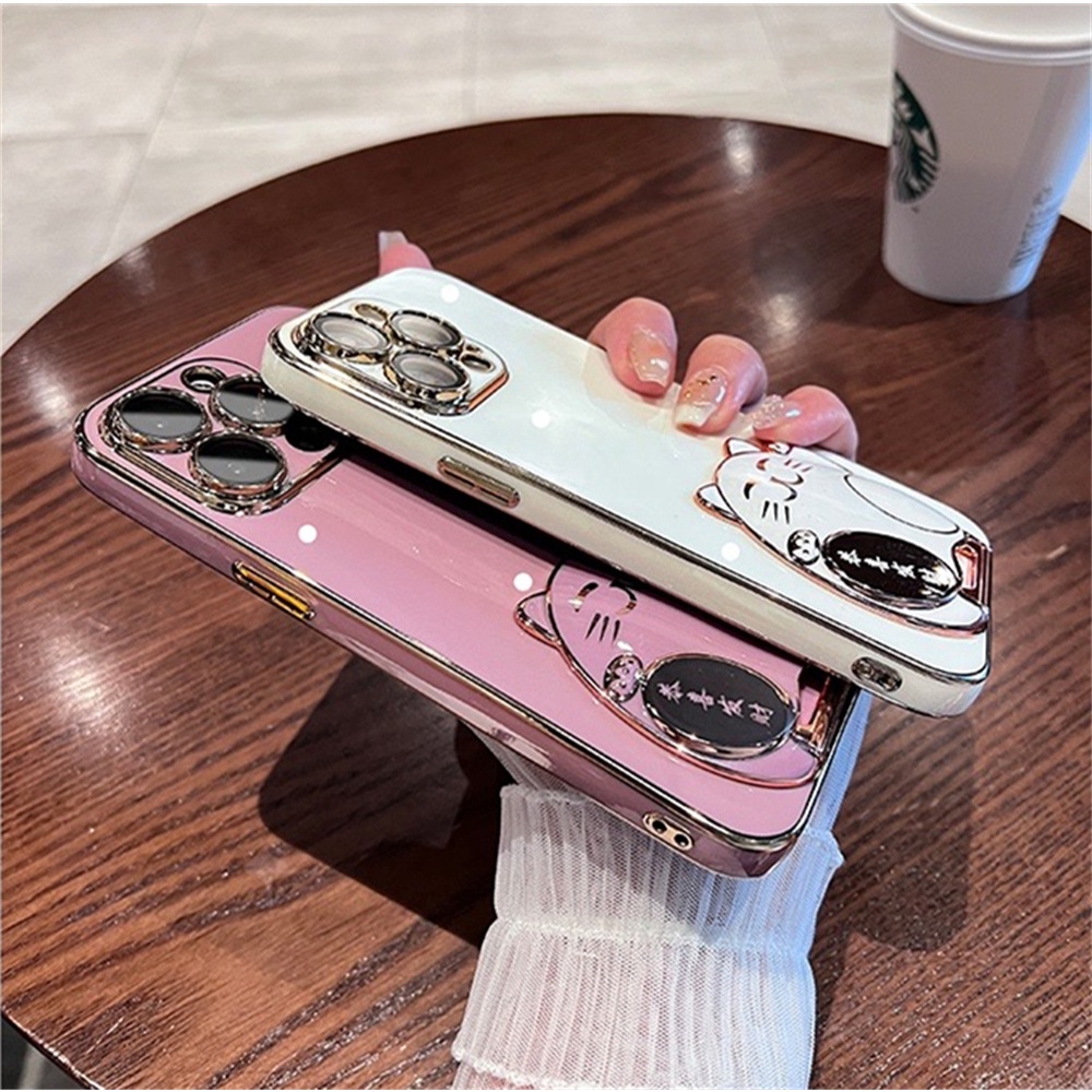 Ốp Điện Thoại TPU Mềm Mạ Điện 6D Có Giá Đỡ Hình Mèo / Cung Hoàng Đạo Cho Iphone14 13 12 11Pro Max xs xr 7 / 8Plus
