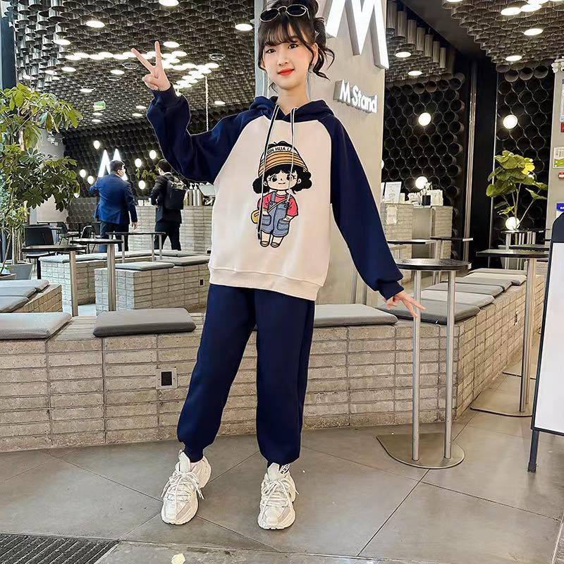 Set áo hoddie cô gái kèm quần dài TRẺ EM BEESHOP D23080