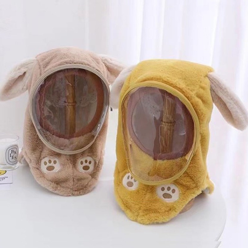 Mũ Trùm Tai Dày Dặn Chống Gió Dễ Thương Kèm Tấm Chắn Trong Suốt Giữ Ấm Mùa Đông Cho Bé