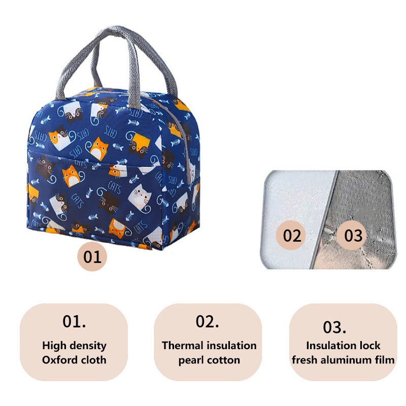 Túi giữ nhiệt đựng cơm, túi đựng hộp cơm văn phòng chống thấm nước có quai xách tiện dụng