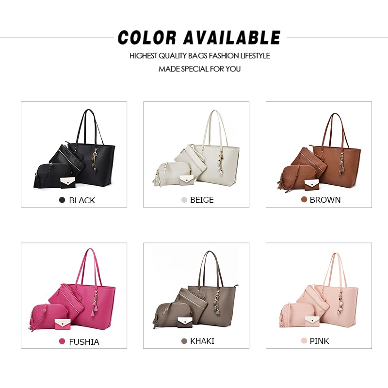 Bộ 4 túi xách AFKOMST có tay cầm phong cách hobo thiết kế sang trọng thời trang dành cho nữ