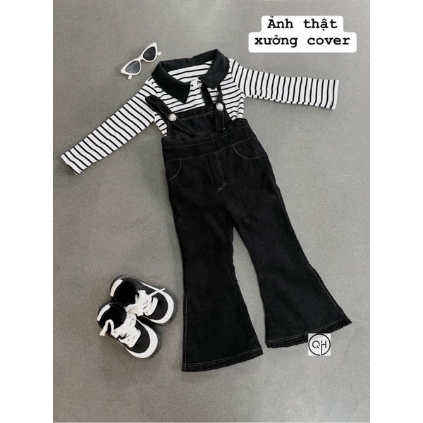 Set yếm bò kèm áo bé gái