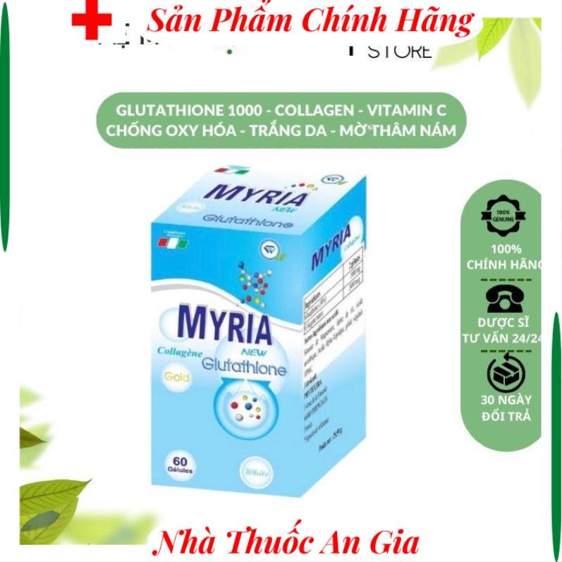 Chính Hãng] Viên Uống Trắng Da MYRIA - Viên Uống Glutathione 1000mg, Collagen, Nhập Khẩu Pháp (Lọ 60v)