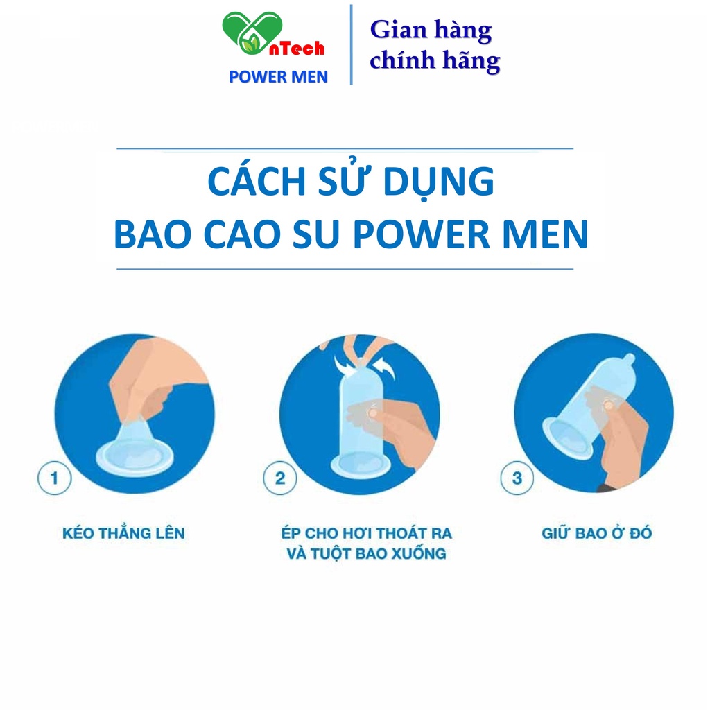 Bao cao su gân gai hương dâu POWERMEN STRAWBERRY chứa 9,6% Benzocain chống xuất tinh sớm hộp 01 chiếc