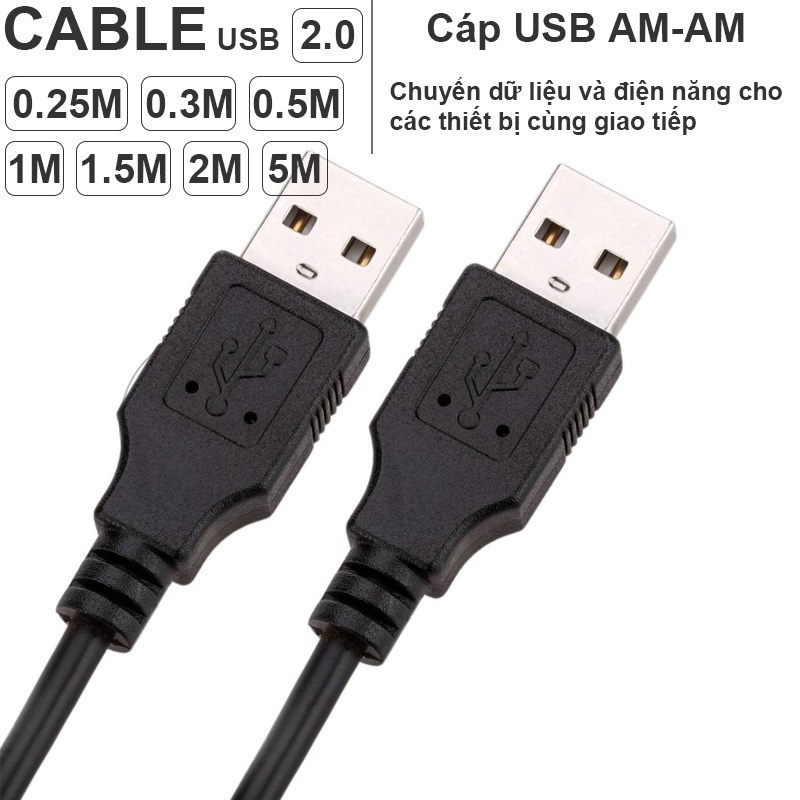 Dây cáp USB 2 đầu đực 2m - 3m (hai đầu dương)