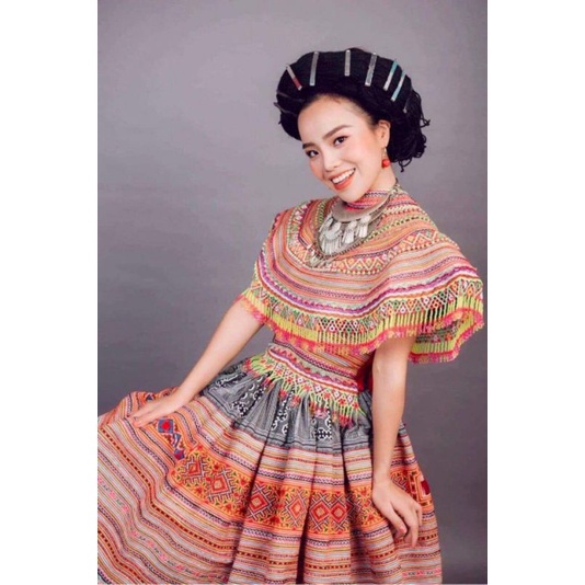 Bộ hmong đẹp - chuẩn hàng thiết kế - dệt thủ công 100% - trang phục truyền thống dân tộc Hmong