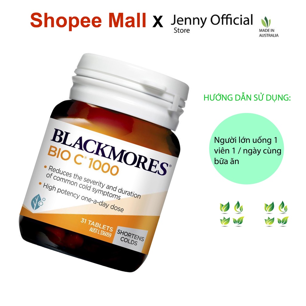Viên uống bồ sung Vitamin C Blackmores Bio C 1000mg 31v của Úc, hỗ trợ tăng sức đề kháng.