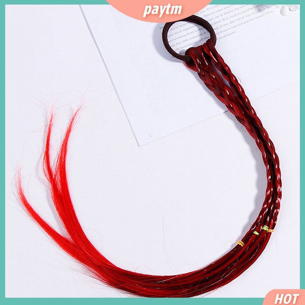 {PTM} Dây Buộc Tóc Đuôi Ngựa Dạng Tóc Giả Bện Co Giãn Dành Cho Bé Gái