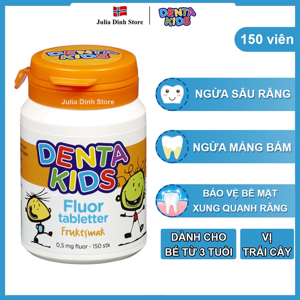 Viên ngậm Fluor ngừa sâu răng DENTA KIDS cho bé từ 3 tuổi - Vị trái cây