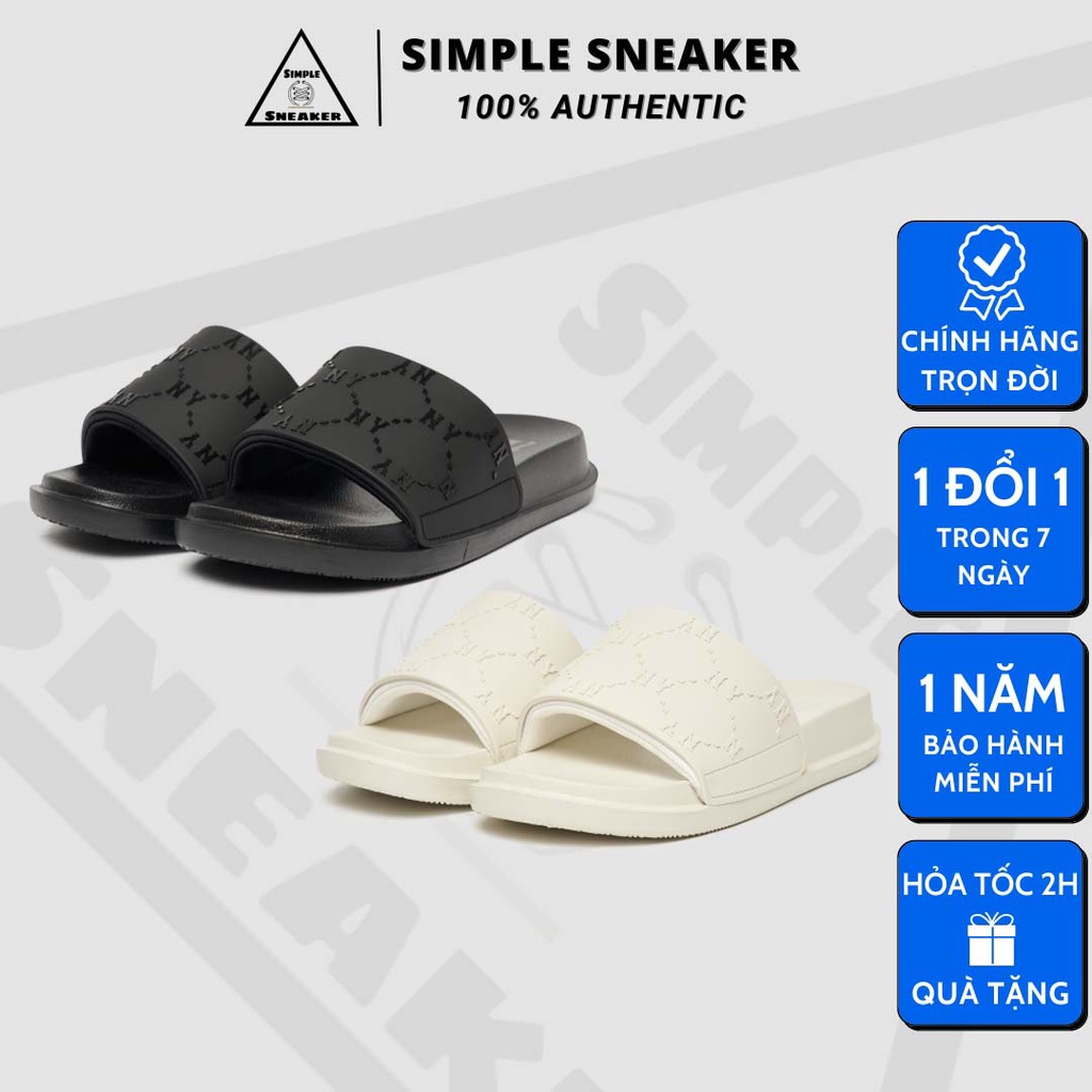 Dép MLB Chunky Mound Dia Monogram 💙CHÍNH HÃNG💙MLB Mound Dia Monogram New York Yankees All Black Slide - Simple Sneaker