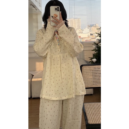 𝐚𝐬𝐡𝐞𝐱𝐢𝐧𝐜𝐡𝐚𝐨:  pyjama, bộ mặc nhà babydoll phối ren dáng rộng PJ2507