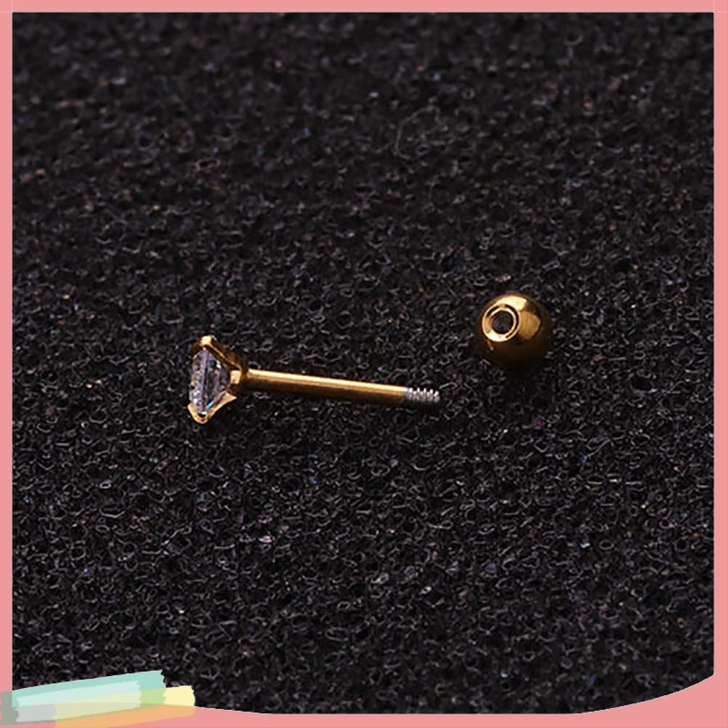 Khuyên tai đinh tán đính đá zircon khối nhân tạo sáng bóng cỡ nhỏ màu sắc tùy chọn dành cho bạn nữ