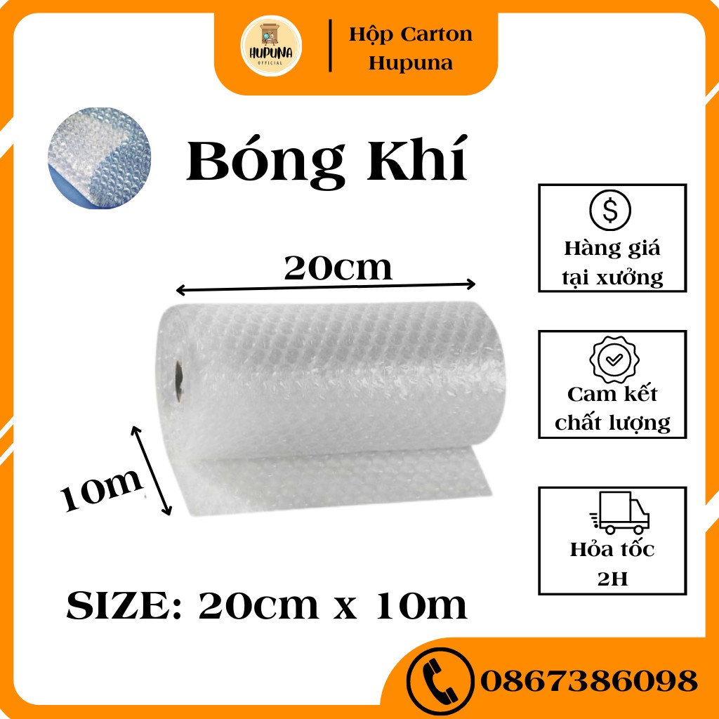 Màng Xốp Gói Hàng, Xốp Hơi, Xốp Bong Bóng Khổ 20cm x 10m, Chống Trầy Xước, Va Đập, Bể Vỡ.