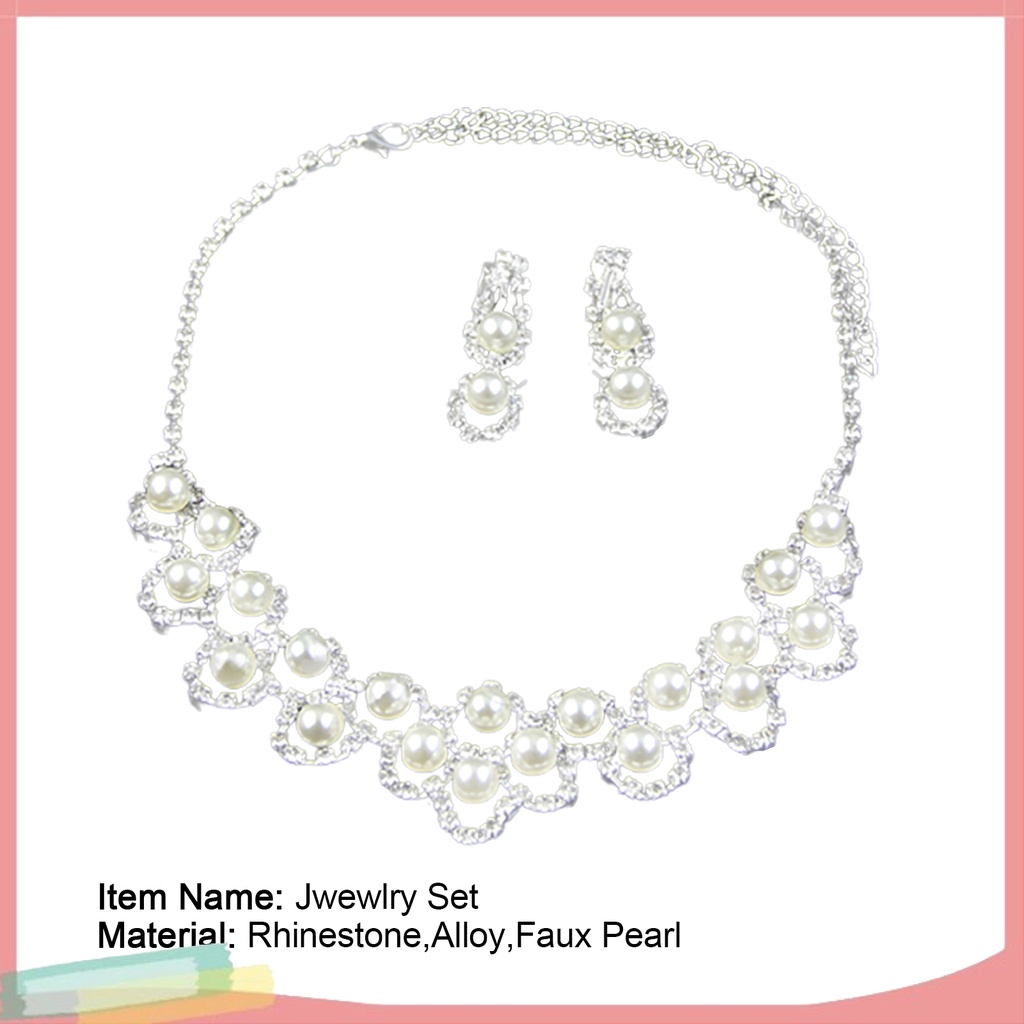 Bộ vòng cổ + bông tai đính đá/ ngọc trai giả sang trọng thời trang
