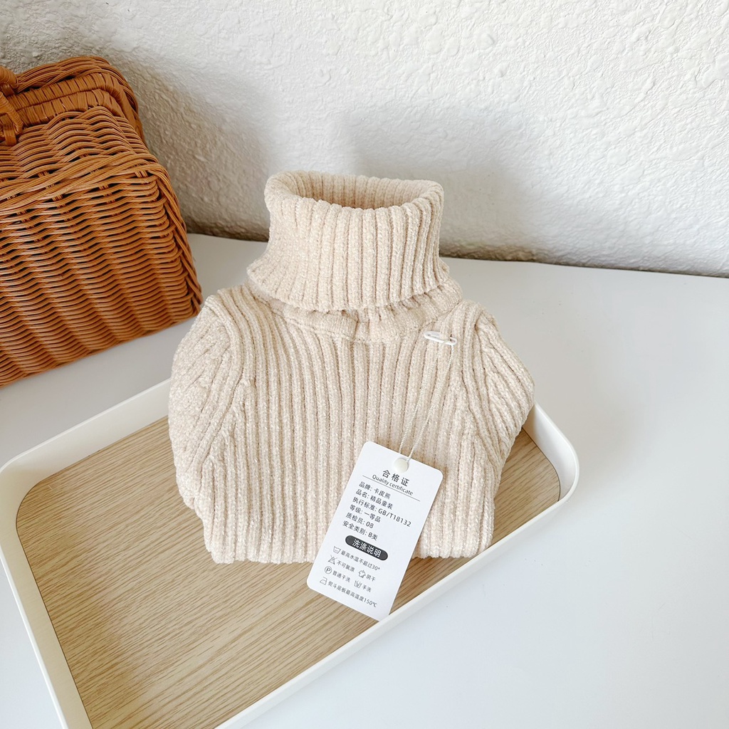 Áo len tuyết nhung cổ cao cho bé trai, bé gái hàng Quảng Châu loại 1