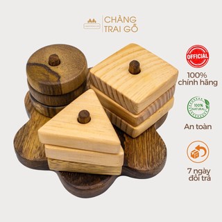 Bộ Tháp Xếp Khối Tròn Vuông Tam Giác, Đồ chơi phát triển tư duy cho bé, Chàng Trai Gỗ