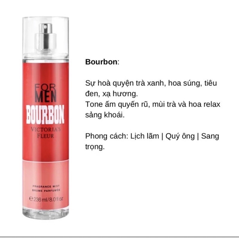 Xịt toàn thân bodymist  Nam VICTORIA FLEUR thơm quyến rũ 236ml