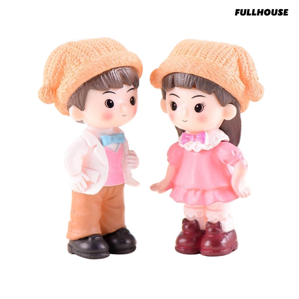 ✿Set 2 Tượng Bé Trai Bé Gái Mini Dễ Thương Dùng Để Trang Trí