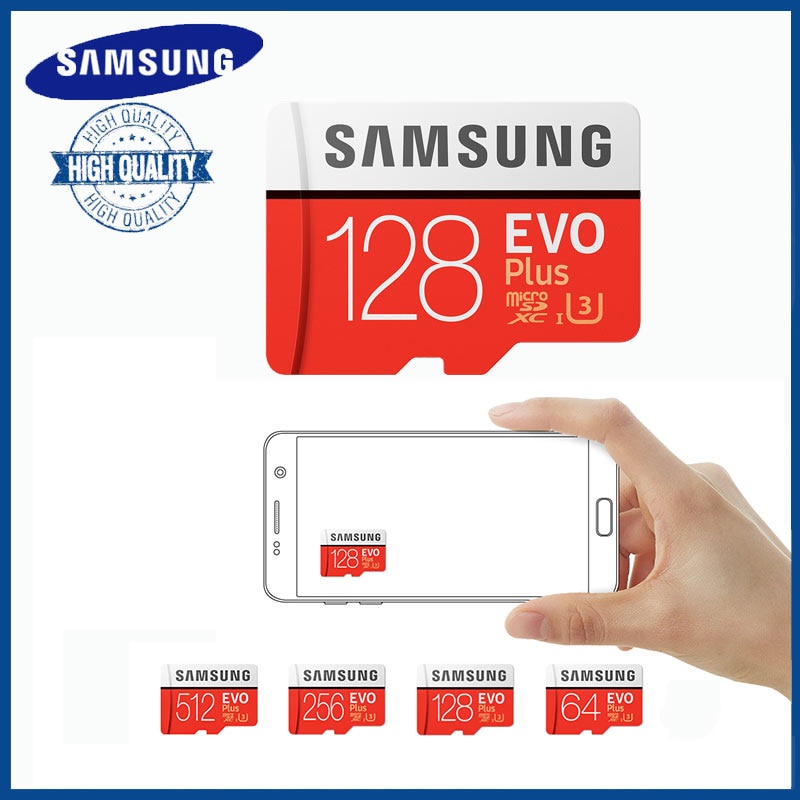 Thẻ Nhớ Samsung Micro sd 128GB 256GB 512GB 64GB TF 100mb / s U3 Class10 SDXC microSD EVO + sd