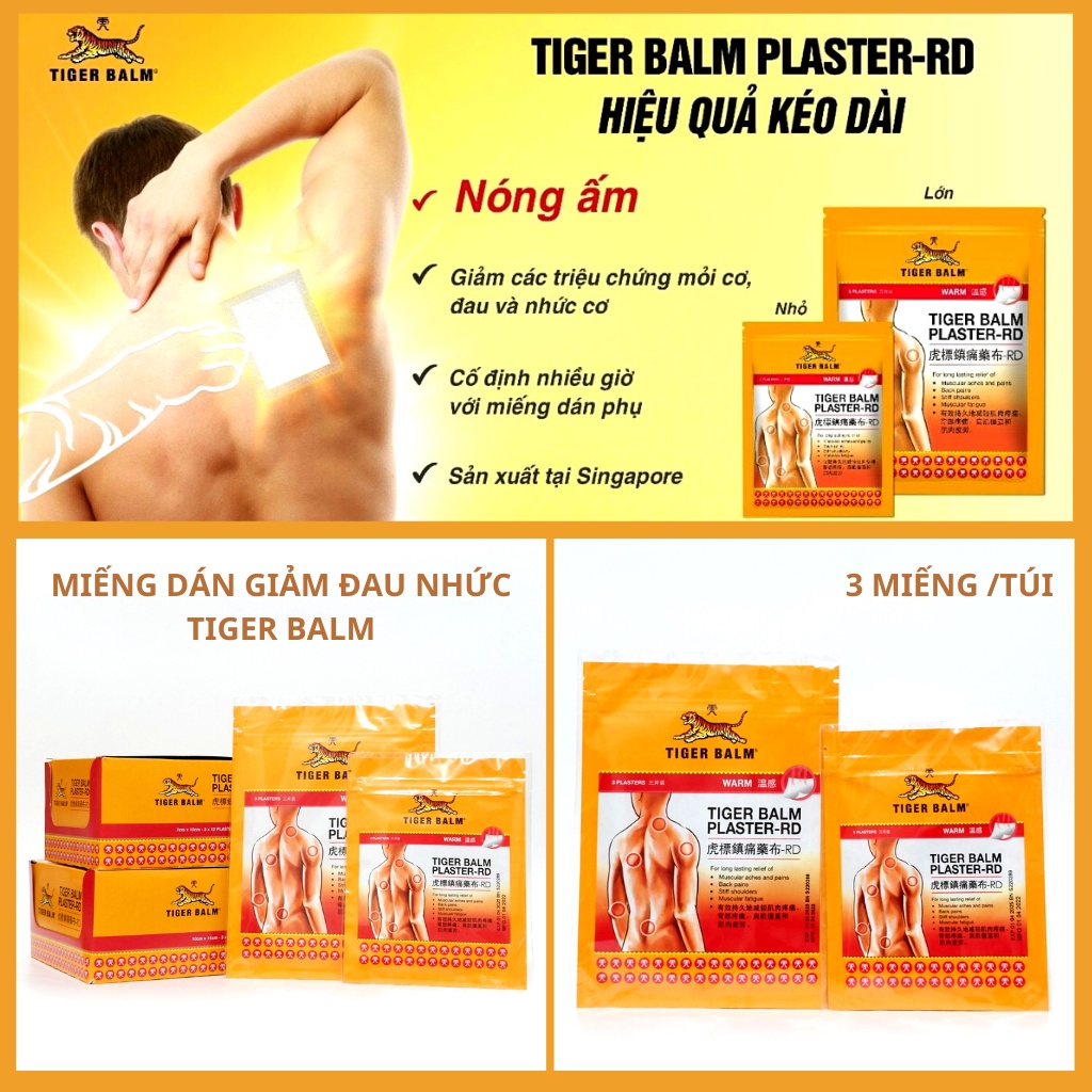 Miếng Dán Nóng Giảm Đau Nhức TIGER BALM - Làm Giảm Chứng Mỏi Cơ, Đau Nhức Cơ, Cứng Cổ, Vai, Bong Gân, Đau Lưng,...