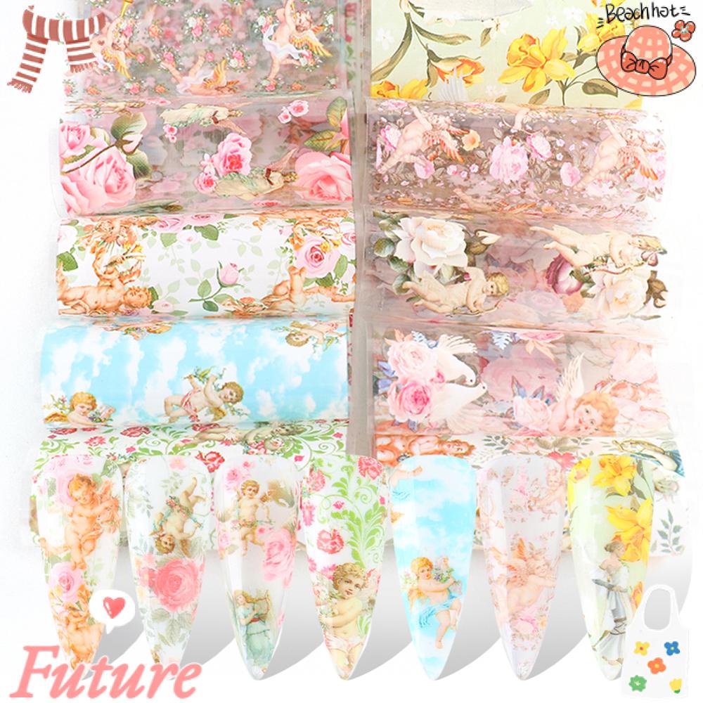 Set 10 Miếng Dán Trang Trí Móng Tay Họa Tiết Lò Xo DIY