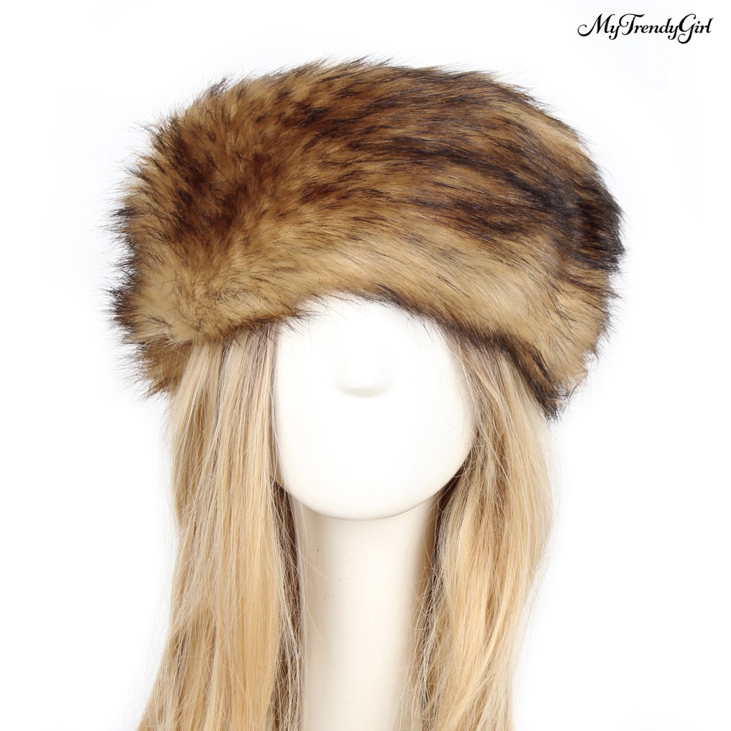 Mũ Turban Rộng Vành Phối Lông Giả Dày Dặn Màu Sắc Thời Trang Cho Nữ