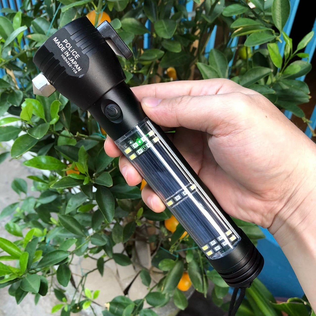 Đèn pin siêu sáng 11 chức năng Solar Power Flashlight